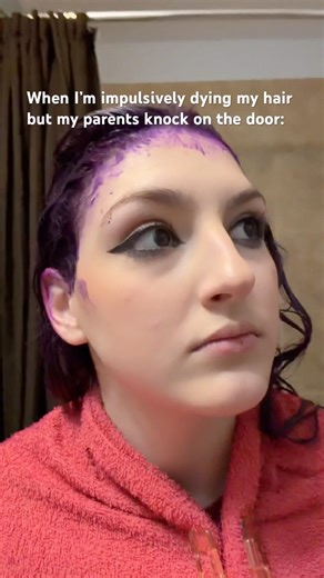 Purple time!🤭#dyinghair #makemefamous #funny #lipsyncs #blowup #viral #trend #hairstyle #peekapoo