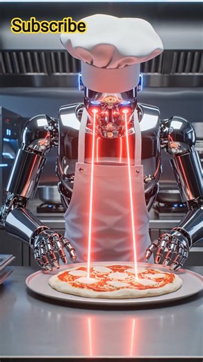 Robot Chef Cooking Pizza With Laser Eyes 👀 #shorts #usa #unitedstates #trending