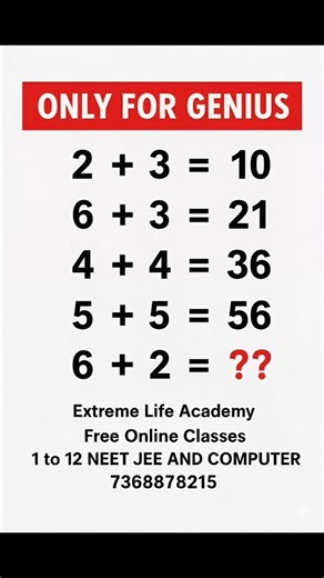 Unsolvable Math IQ Puzzle 🤯 | Can You Crack It? | Extreme Life Academy 🚀 Ready to challenge your brain? Here’s a tricky Math IQ Puzzle that looks simple but will confuse even the smartest minds! Can you solve the last equation? 🤔 👉 Comment your answer below ⬇️ 👉 Share this quiz with your friends and test their IQ! 👉 Don’t forget to Like 👍, Subscribe 🔔 & Share 💡 for more puzzles from Extreme Life Academy. #IQTest #BrainExercise #MathPuzzle #ExtremeLifeAcademy #LogicPuzzle #MathChallenge 