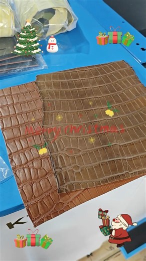 It’s Christmas today🎄Let’s do some crocodile leather skiving!🐊#leathersplittingmachine #christmas