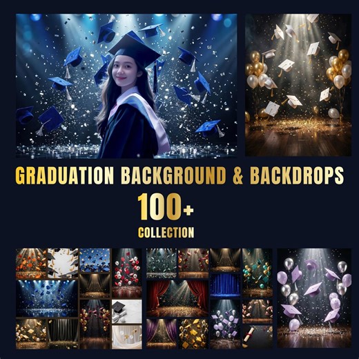 Graduation Backdrops Collection, Glitter, Balloons, Confetti (digital Download) - Etsy
