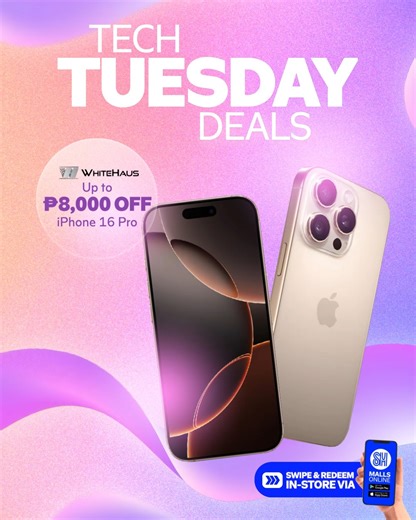 59 reactions | Thinking of new gear? Check out our Tech Tuesday Deals! ✨ #SwipeAndSave on new phones, laptops, and more from Techlife, Whitehaus, realme, vivo, Asus, Datablitz, and TCA Digital Square. REDEEM HERE: https://click.smmallsonline.com/.../DFqS/2025AweSMDeals #AweSMDealsEveryday | SM Deals | Facebook