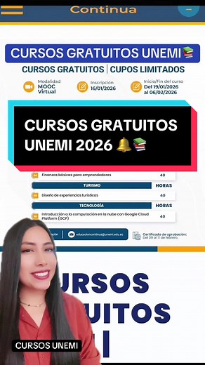 Cursos Gratuitos Unemi 2026 📚🔔‼️ Los cursos gratuitos de la Universidad Estatal de Milagro están diseñados para capacitar a toda la población en áreas como administración, educación, turismo, tecnología, etc. Al finalizar pueden obtener su certificado totalmente gratis. La inscripción pueden realizarlo en la página: https://vinculacion.unemi.edu.ec ✅ #cursos #unemi #education #fyp #paratiiiiiiiiiiiiiiiiiiiiiiiiiiiiii
