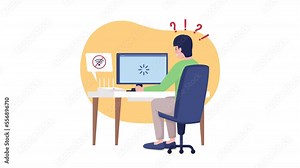 Animated failed connection. Looped flat 2D character HD video footage. Low internet connection colorful isolated animation on white background with alpha channel transparency for website, social media