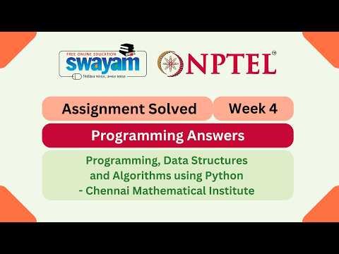 Programming, Data Structures And Algorithms Using Python Week 4 || NPTEL 2026 #nptel #myswayam