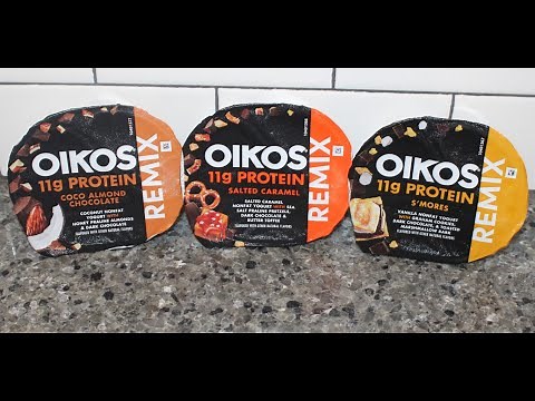 Oikos Protein REMIX Yogurt: Coco Almond Chocolate, Salted Caramel & S’mores Review