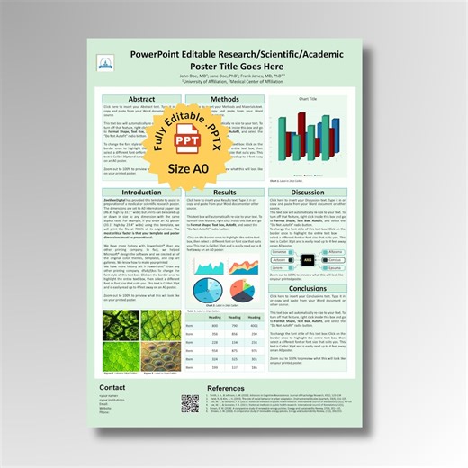 Scientific Poster Template A0 Powerpoint | Editable Academic Research Conference Poster - Etsy Canada