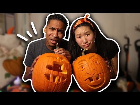 Carving Each Other's Faces In A Pumpkin Challenge | SLICE n RICE 🍕🍚