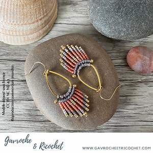 ICA Earrings, Beaded Fringe Drops, Micro Macramé and Miyuki Beads, Boho Chic / Pink, Light Gray and Gold - Etsy