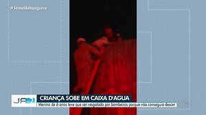 Menino é resgatado por bombeiros após subir em caixa d'água e não conseguir descer