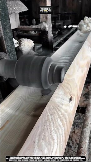 Shaping wooden beams in workshop using work tool wood lathe cutter #tool #worktool
