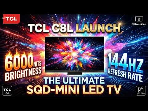 TCL C8L Mini LED TV 2026 🔥 6000 Nits Brightness & 144Hz Gaming Beast – Full Specs & First Look