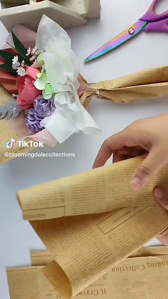Paper Flower Peony Bouquet Wrapping Tutorial