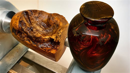 I used epoxy resin for this stunning wood piece