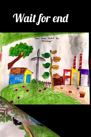 Environment Drawing Easy 🌴 #save trees #shortvideo