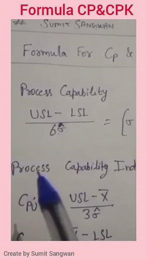 Formula for Cp & Cpk in SPC