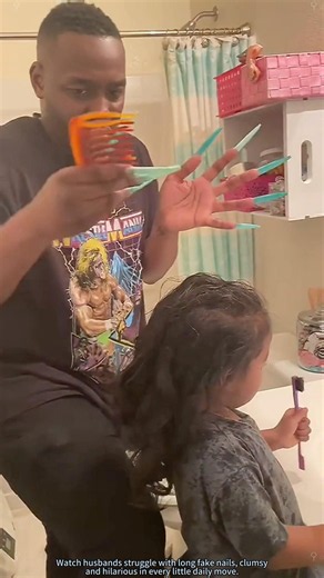 I challenge my husband to wear fake nails #couple #husbandwife #falsenails #tiktok #fyp