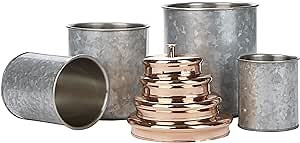 Mind Reader Double Wall Galvanized Set with Lid, Canisters, Food Storage Containers, Kitchen, Coffee, Cookies, Candy, Sugar, 4 Piece, One Size, Silver/Gold