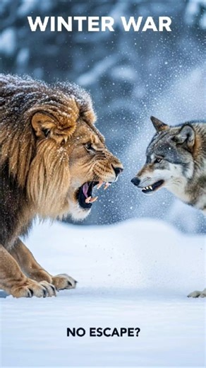 Lion vs Wolf ❄️🦁 | Winter Survival Fight #Shorts