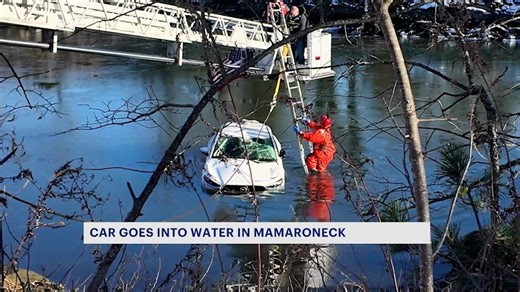 Mamaroneck police respond to car into water; driver standing on top of car