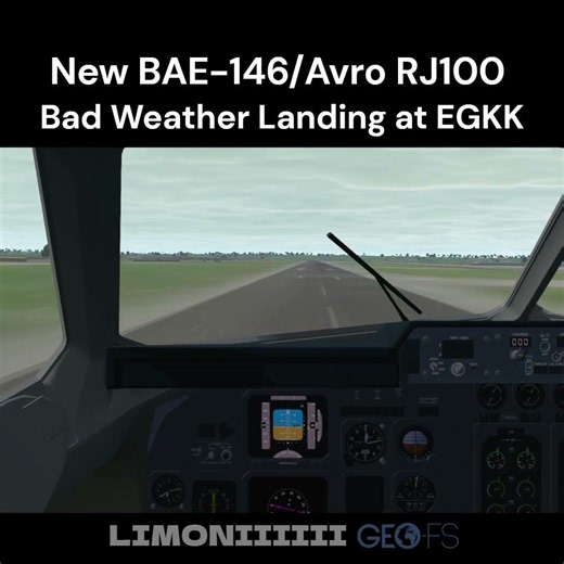 GeoFS Bad Weather Landing at EGKK with BAE-146/Avro RJ-100 #geofs #aviation #landing