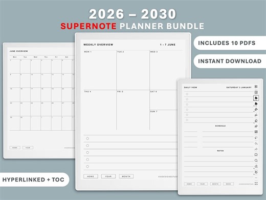 Supernote Nomad (A6X2)   Supernote Manta (A5X2), Hyperlinked Ultimate Planner Bundle (2026-2030) (digital Download) - Etsy