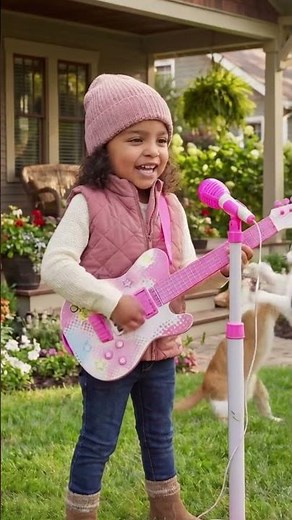 Unboxing & Testing the Cutest Pink Kids Guitar with Microphone Stand ✨