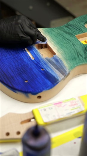 Jeff Kiesel doing a custom fade on an A2 guitar! #guitar