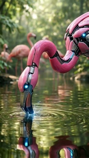Cybernetic Flamingo Sparks Electricity in Mystic Forest Pond ⚡🦩 | Futuristic Nature Cinematic
