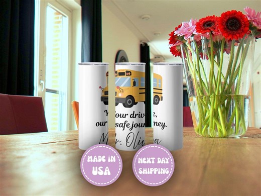 Personalized Bus Driver Tumbler 20 Oz Custom Name School Bus Driver Appreciation Gift - Etsy