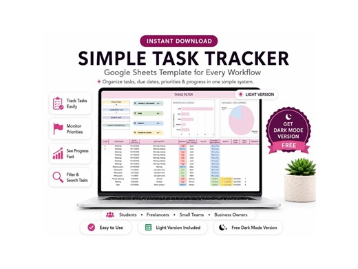 Task Tracker Spreadsheet Template Google Sheets Digital To-do List Excel Daily Task Priority List Work Organization Team Project Management - Etsy