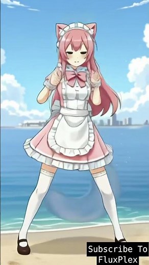 Pink Neko Maid Beach Dance! 🌸✨ Cute Anime Girl Dance Challenge #AnimeDance #anime #catgirl #neko