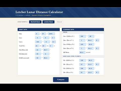 Lunar Distance by Calculator: The Letcher Method