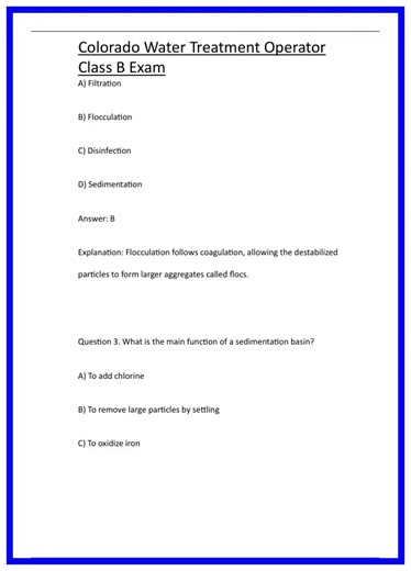 Colorado Water Treatment Operator Class B Exam 636x882