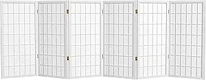 3 ft. Short Window Pane Shoji Screen - White - 6 Panels