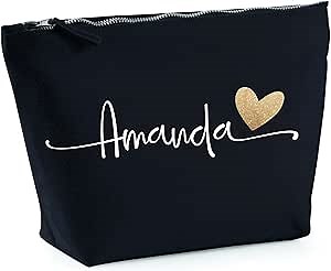 Personalized Canvas Makeup Bag for Women with Custom Name (Black)