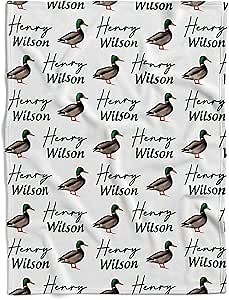 Personalized Lovely Duck Baby Blanket, Custom Name Duck Pattern, Soft Fleece Nursery Bedding, Unique Shower Gift for Newborns