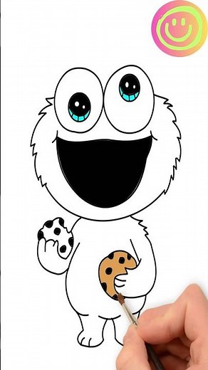 How to Draw & COLOR Cookie Monster for Kids!