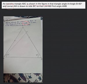 Isoceles triangle ABC is shown in the figure in that triangle a... | Filo