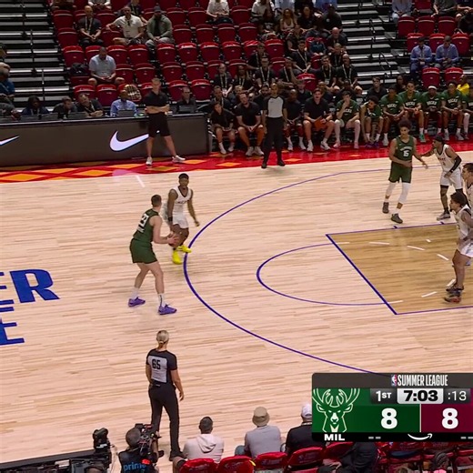 No. 13 overall pick Nate Ament throws it down for his first points of NBA Summer League 🔥MIL/MIA is LIVE on Prime!