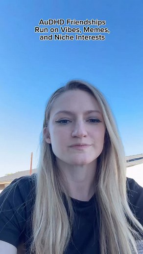 AuDHD friendships don’t always look “traditional” — and they’re not supposed to. Some of us connect through: • shared interests, activities, and hyperfixations • parallel play as a love language • sending each other memes at feral hours • long gaps between conversations • repeating the same echolalic phrase for 7–10 business years • digital-only friendships that are just as real and meaningful We don’t need constant communication. We need shared wavelength communication. So if your closest frien