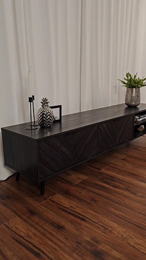 WOOD TV STAND, TVS UP TO 85" Himari Collection Take your living room decor to the next level with this modern TV stand designed to help you organize and keep your living room stylish. #corliving #tvstanddesign #livingroomdesign | CorLiving | Facebook