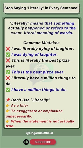 "Literally" – Stop Overusing This Word! ❌ | Common English Mistakes