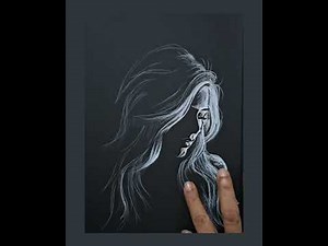 Portrait drawing Tutorial / White charcoal pencil on black paper / art artist sketch painting 🎨