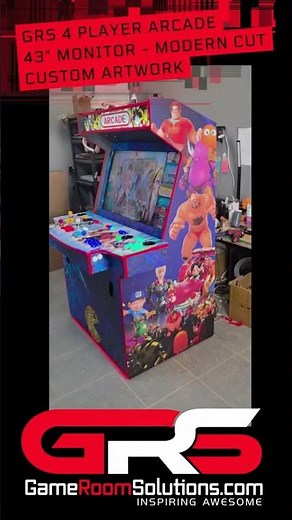 GRS Full-Size 4 Player Arcade Cabinet #gameroomsolutions #retrogameroom #arcadecabinet #retrogaming