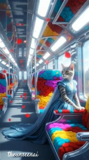 cat is sitting on the magical train#ai #DreamScreenAI #animation #shorts #animals #short #cat #viral