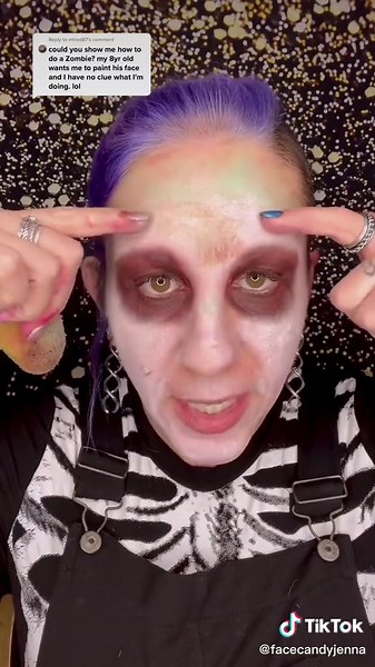 A much requested zombie tutorial #facepaint #facepainter #halloween #tutorial #makeup #zombie #walkingdead #facecandyjenna #sfx