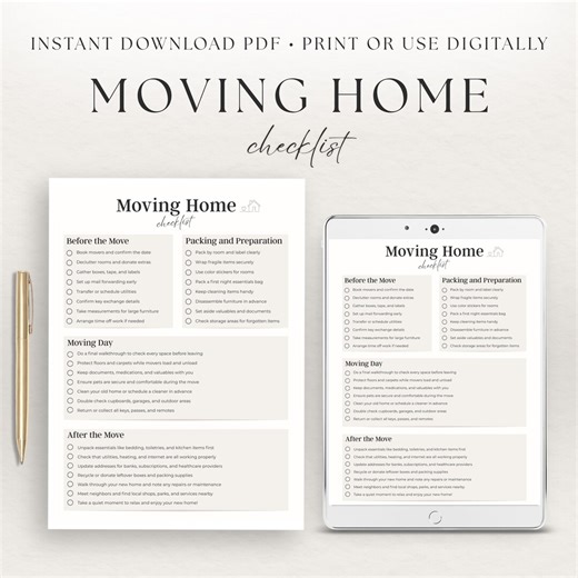 Moving Home Checklist Printable, Moving and Relocation Planning Tool (instant Download PDF) - Etsy