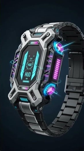 Cyberpunk HUD Watch – Neon Futuristic Digital Display Concept