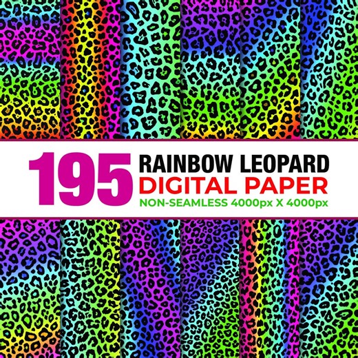195 Rainbow Leopard Digital Paper, Leopard Print Texture Patterns, Neon Cheetah Digital Paper, Bright Colorful Neon Cheetah, Neon Spots - Etsy